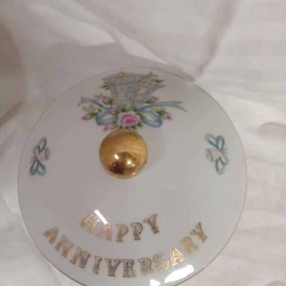 2-Pc Lefton Footed China Vintage Anniversary Candy, Trinket Dish #6290 - Picture 6 of 7
